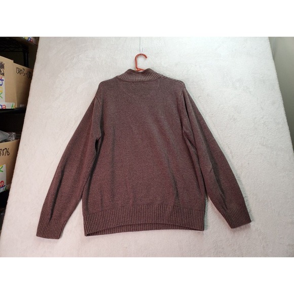 DOCKERS Sweater Mens Large Brown Cable Knit Long Raglan Sleeve 1/4 Zip Pullover - Picture 2 of 7